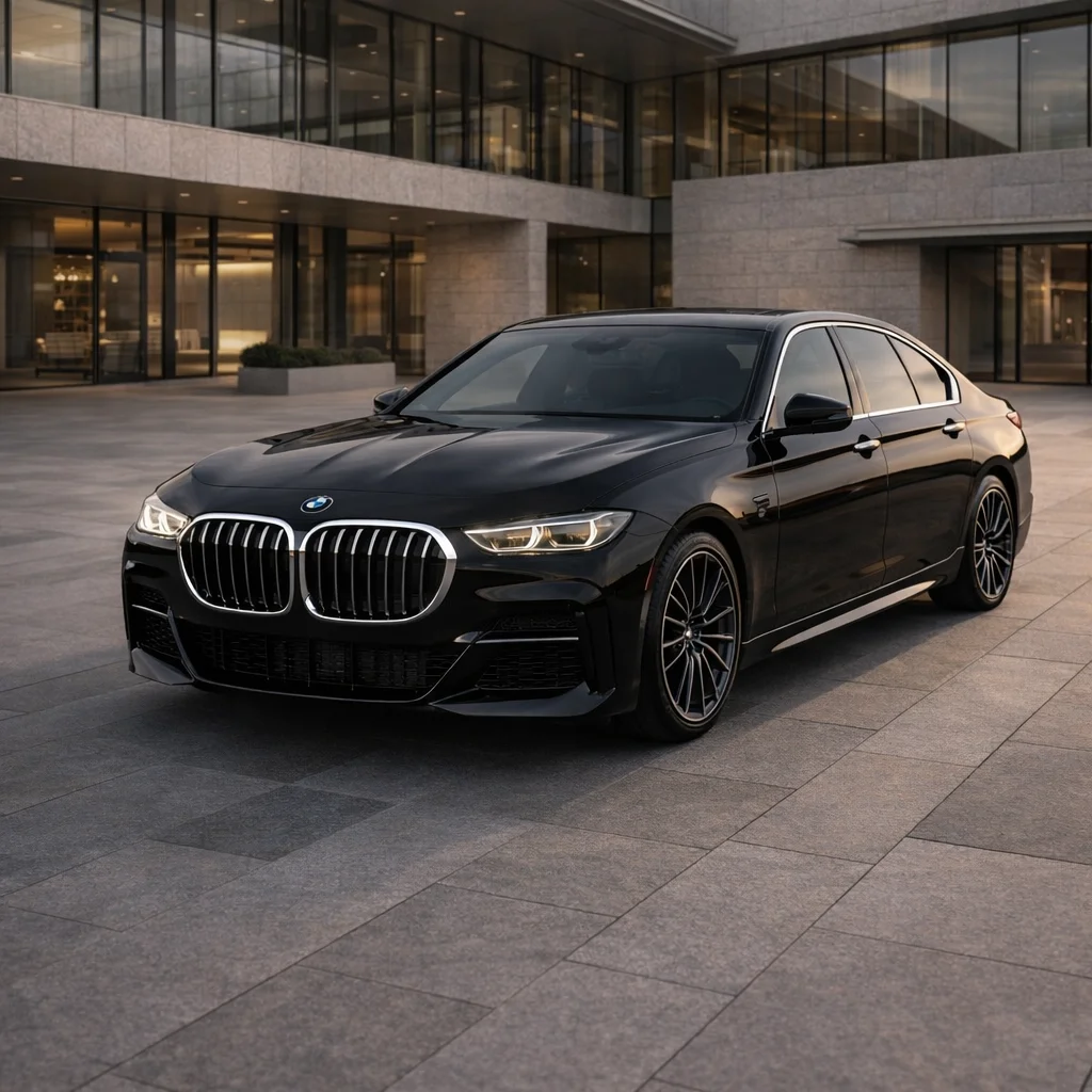 MGCLS BMW chauffeur at Irvine corporate building — Irvine car service from $145