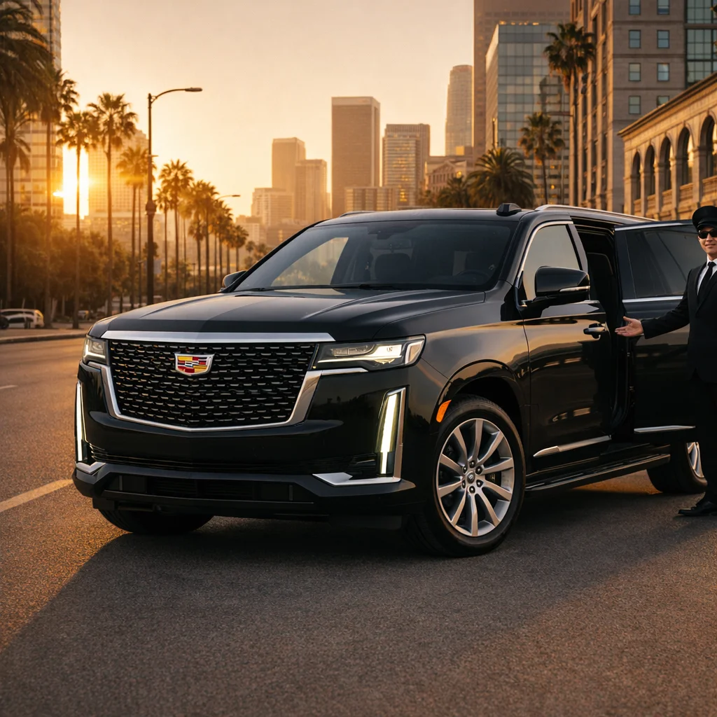 MGCLS Cadillac Escalade chauffeur in Hollywood urban district — Hollywood car service from $110